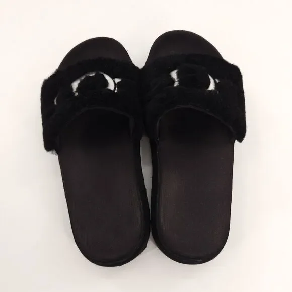 UGG LATON SHEEPSKIN FLUFF SLIDE  Shoes Women Size 7.5 Black 1111236 - Picture 5 of 10